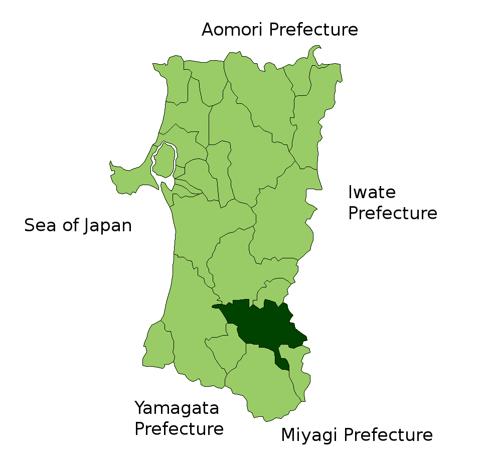 Location Map of Yokote in Akita Prefecture, Japan