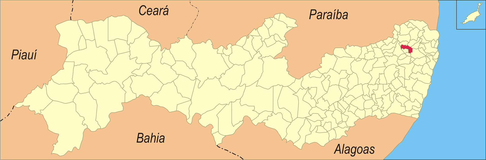 Localização da cidade em Pernambuco