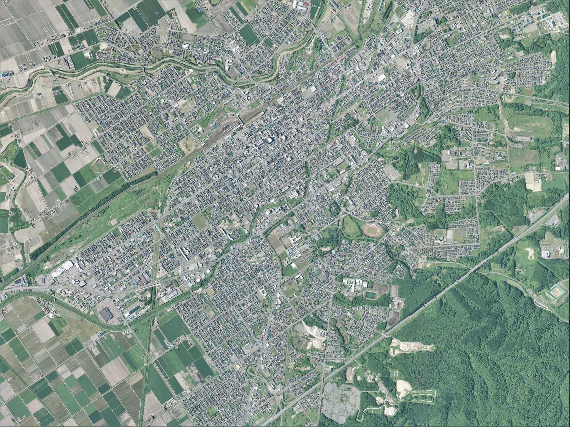 Iwamizawa city center area Aerial photograph.2017