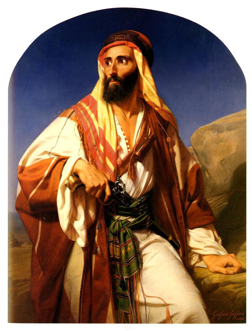 Oil painting By Belgium artist Guffens Godfried of Sheikh Rashi…