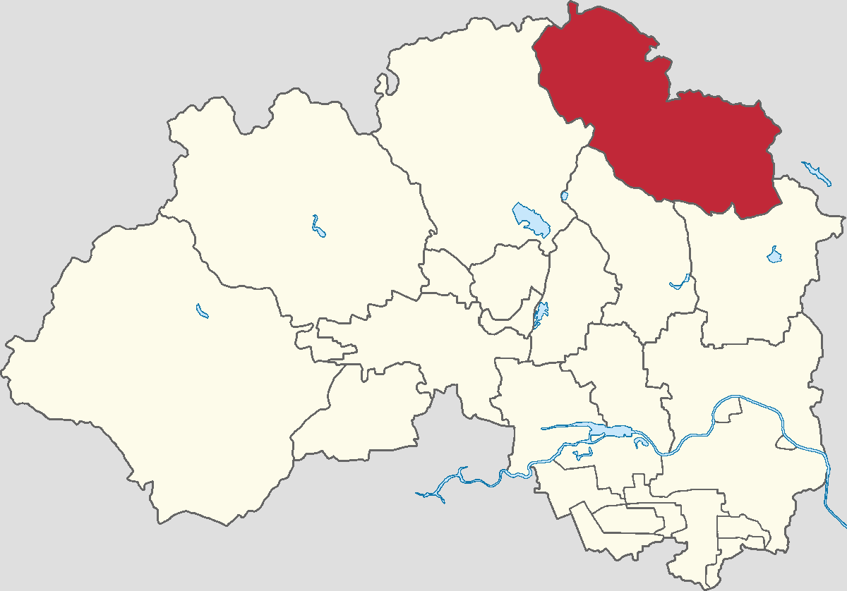 Map location of Yanshou Town (highlighted) within Changping Dis…