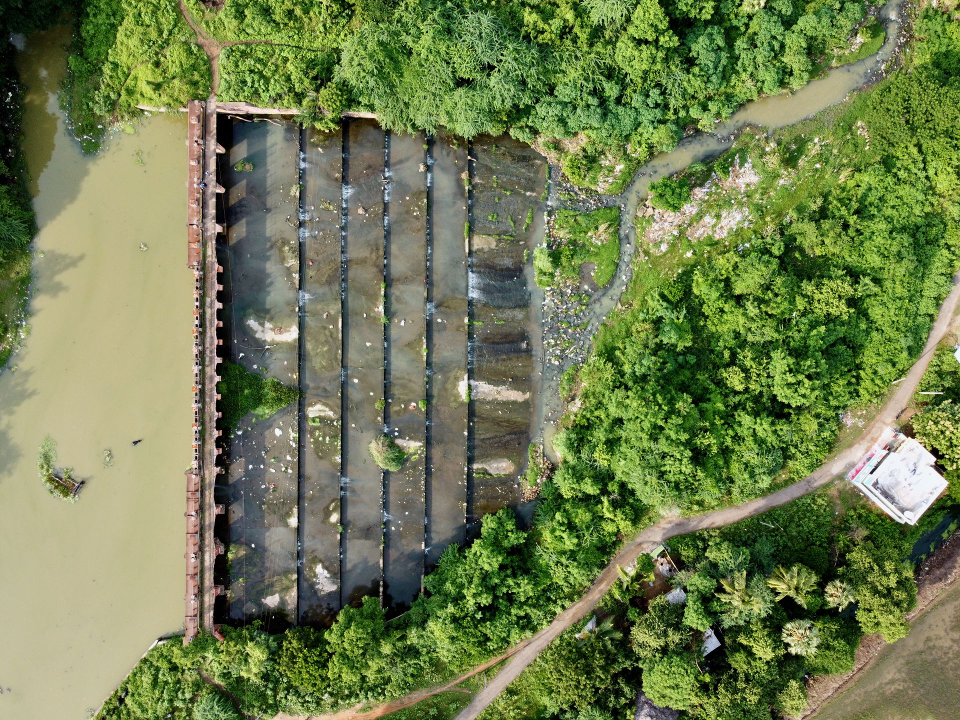 Aerial view of Eastern Locks on Tammileru near Eluru