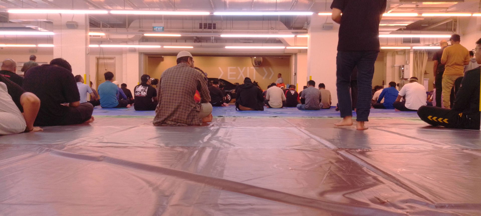 The basement prayer hall of Masjid Al Islah during the Friday p…