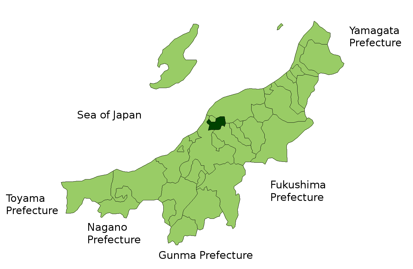 Location Map of Tsubame in Niigata Prefecture, Japan