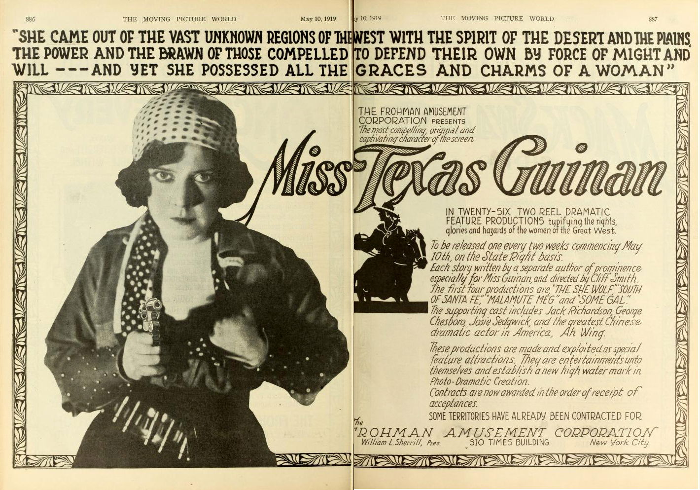 Advertisement, Moving Picture World, May 1919, for films with a…