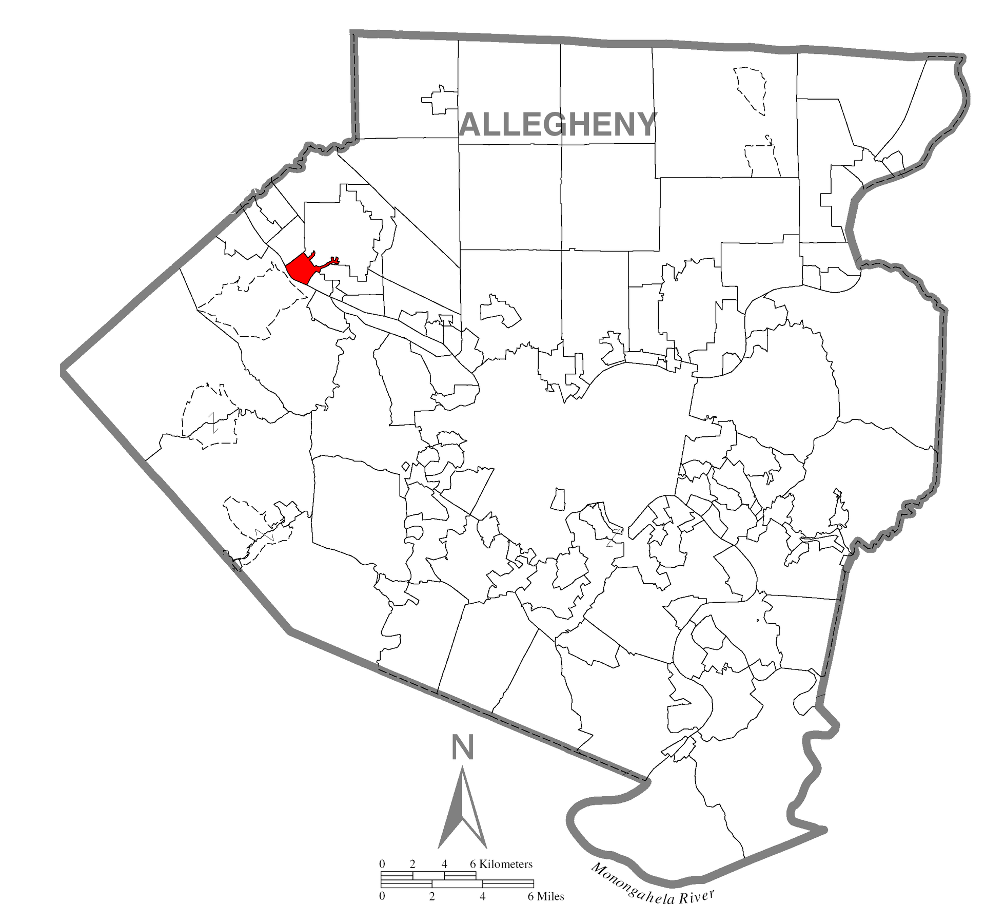 A map of Allegheny County showing Sewickley, Pennsylvania (alte…
