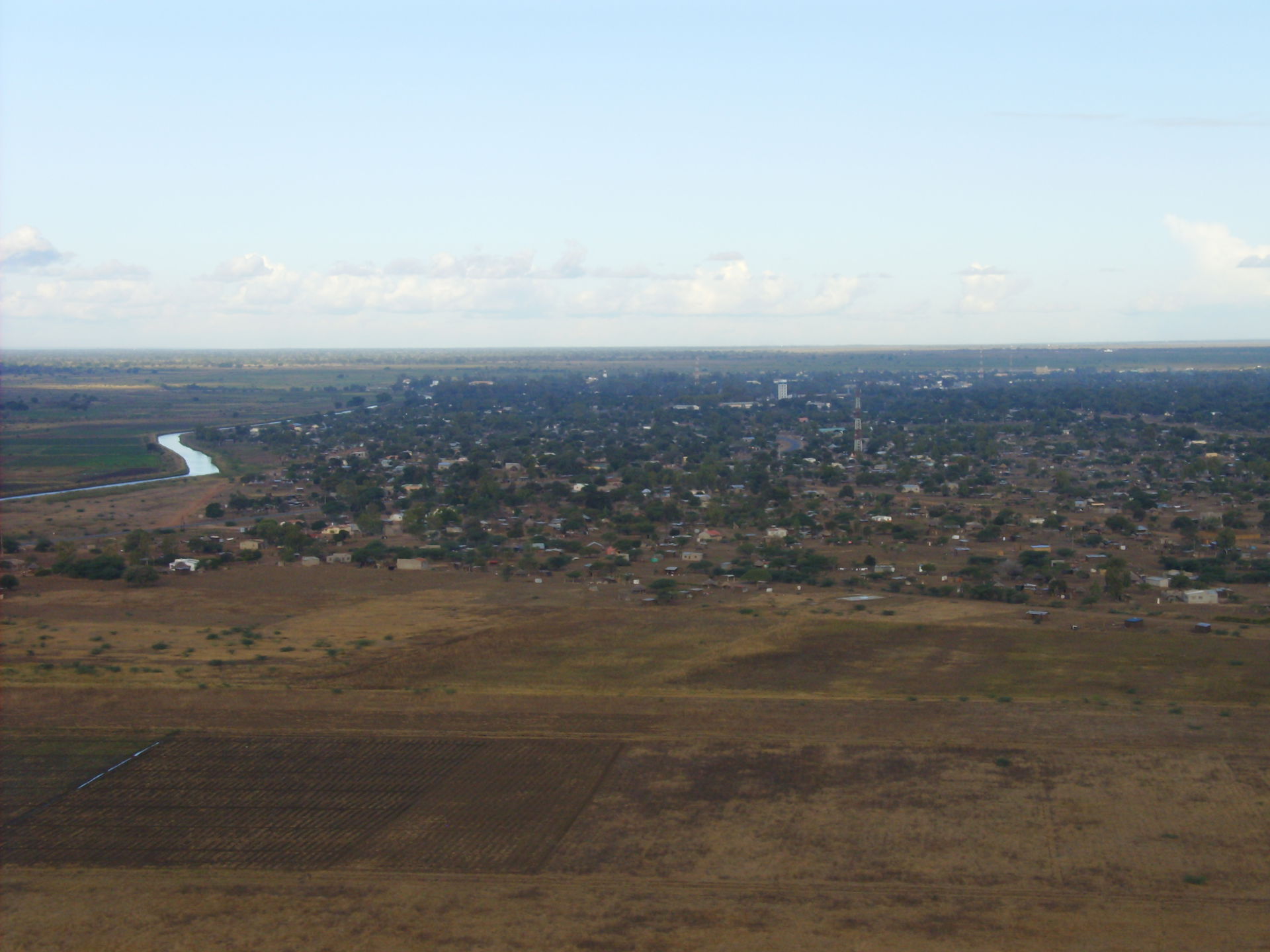 aerial view of Chókwè in Mozambique