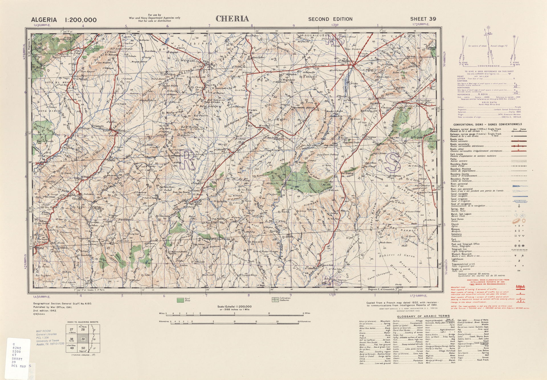Cheria - Sheet 39, 1:200,000 (8.0MB) - Algeria, Series P541 (41…