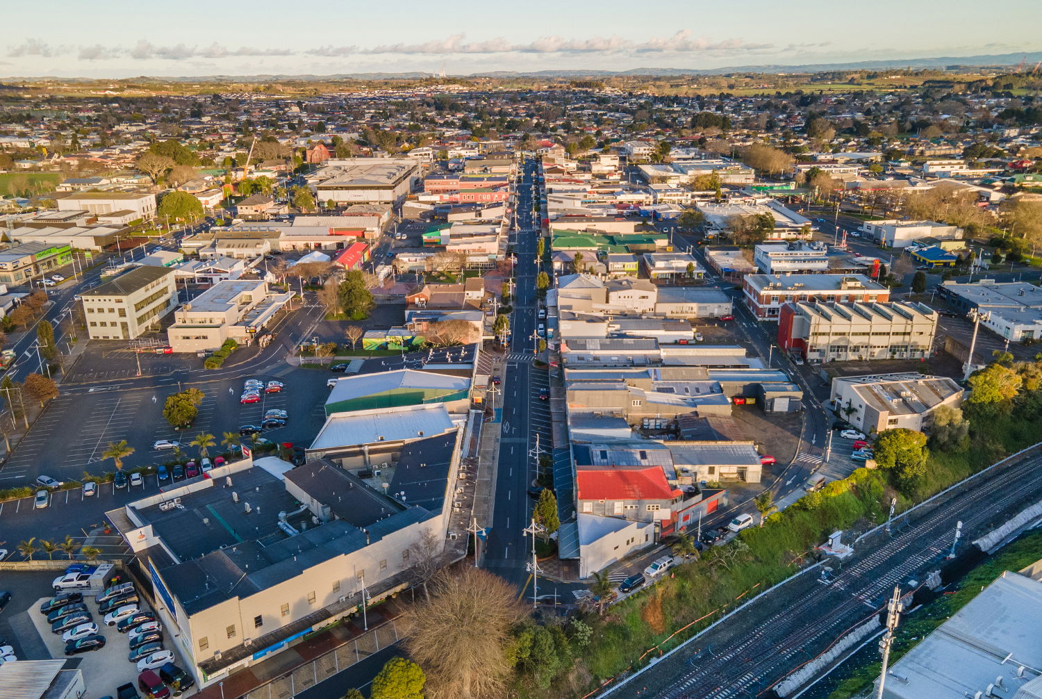 Pukekohe CBD as seen from above