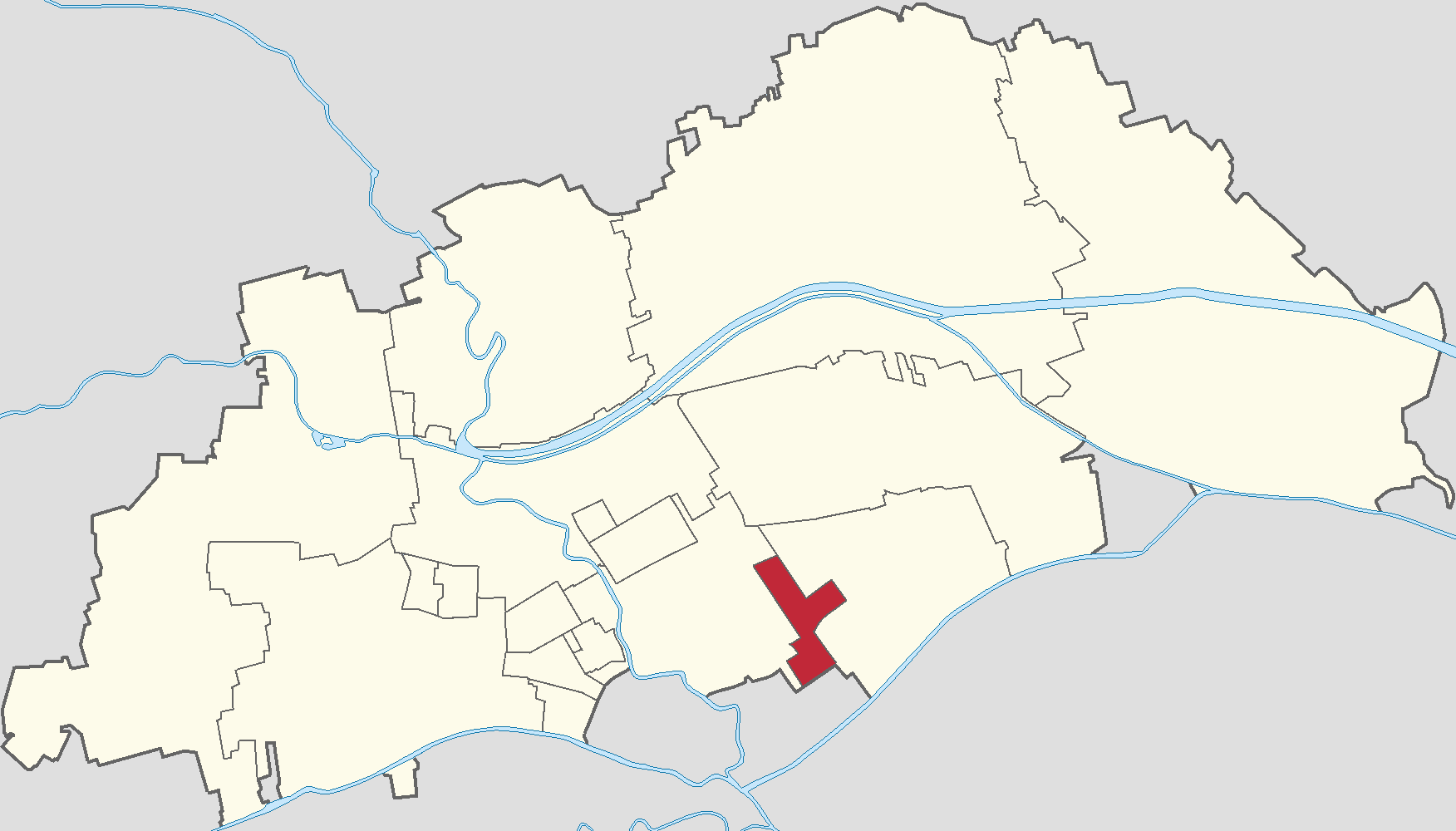 Map location of Pudong Subdistrict (highlighted) within Beichen…