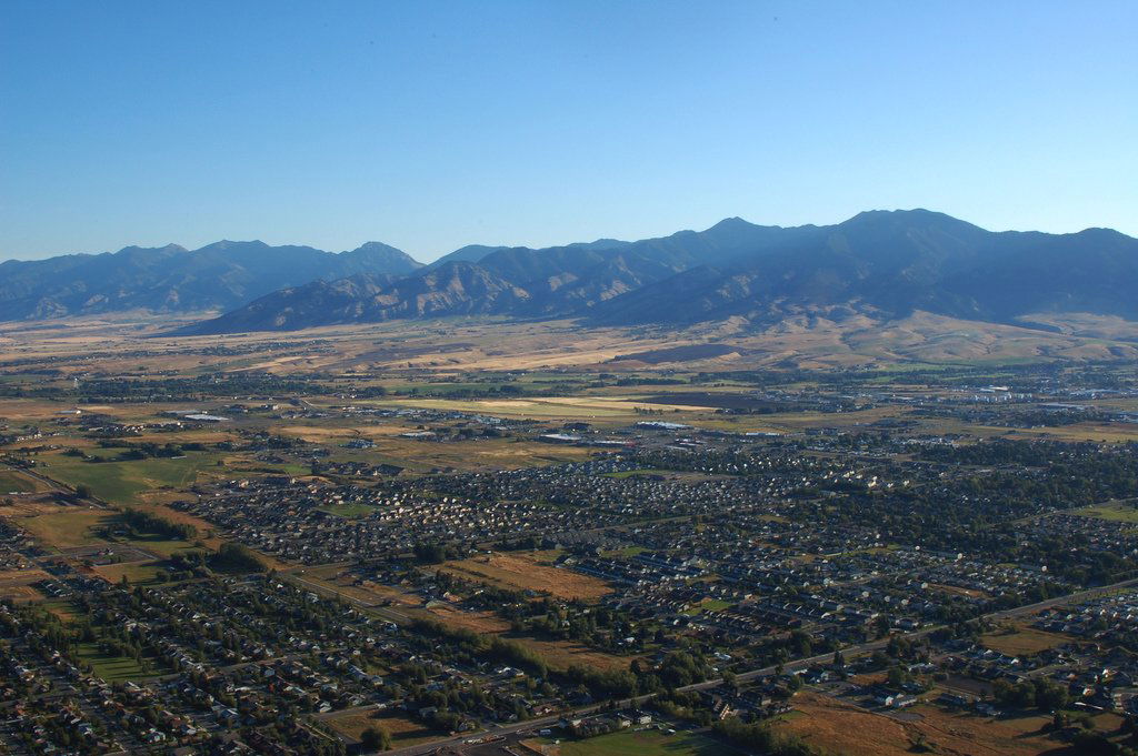 Areal view of Bozeman, Montana, USA