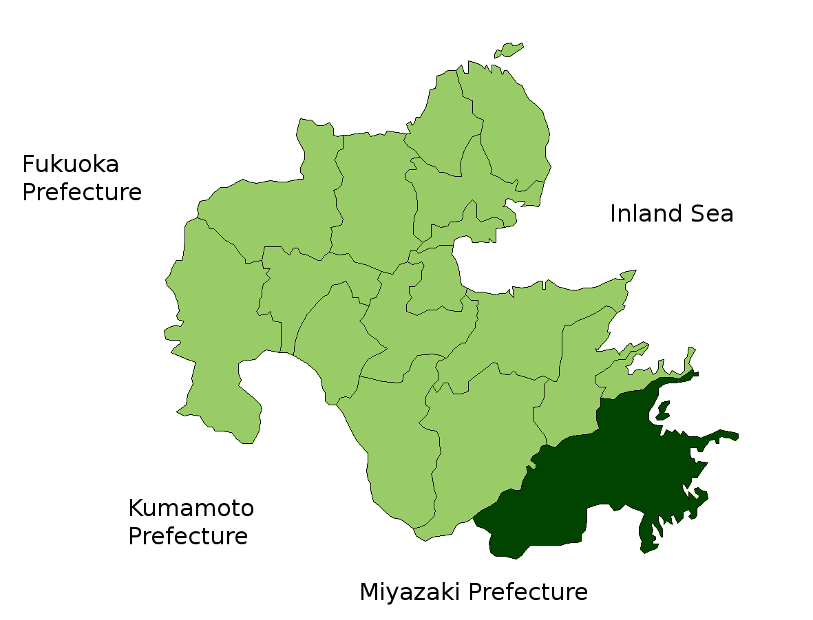 Location Map of Saiki in Oita Prefecture, Japan