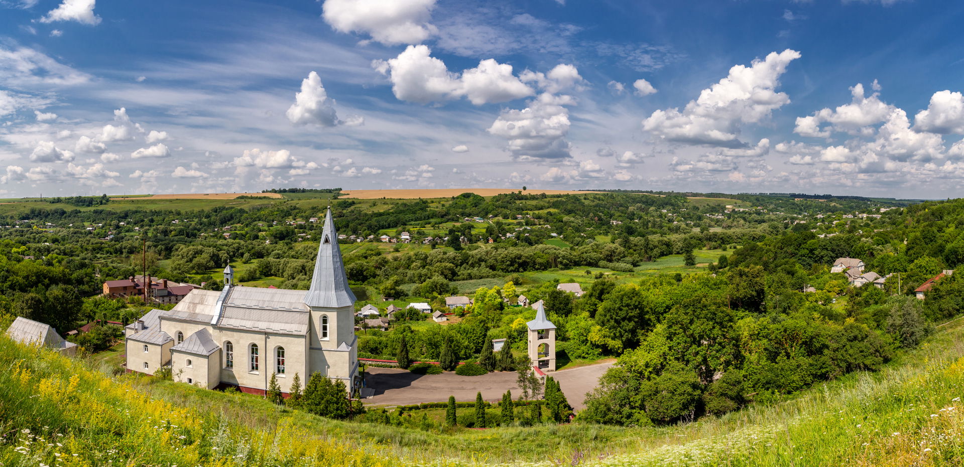 Panorama of the Holy Trinity Church in Zinkiv, Khmelnytskyi Obl…