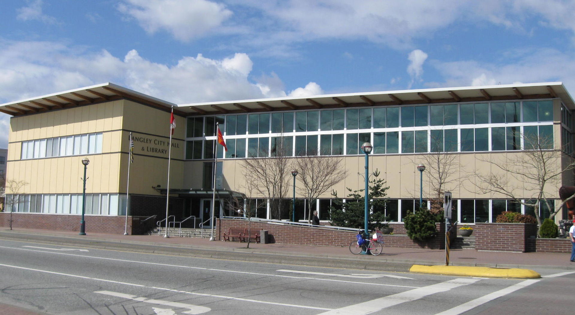 A north facing view of the Langley City Hall and Library buildi…