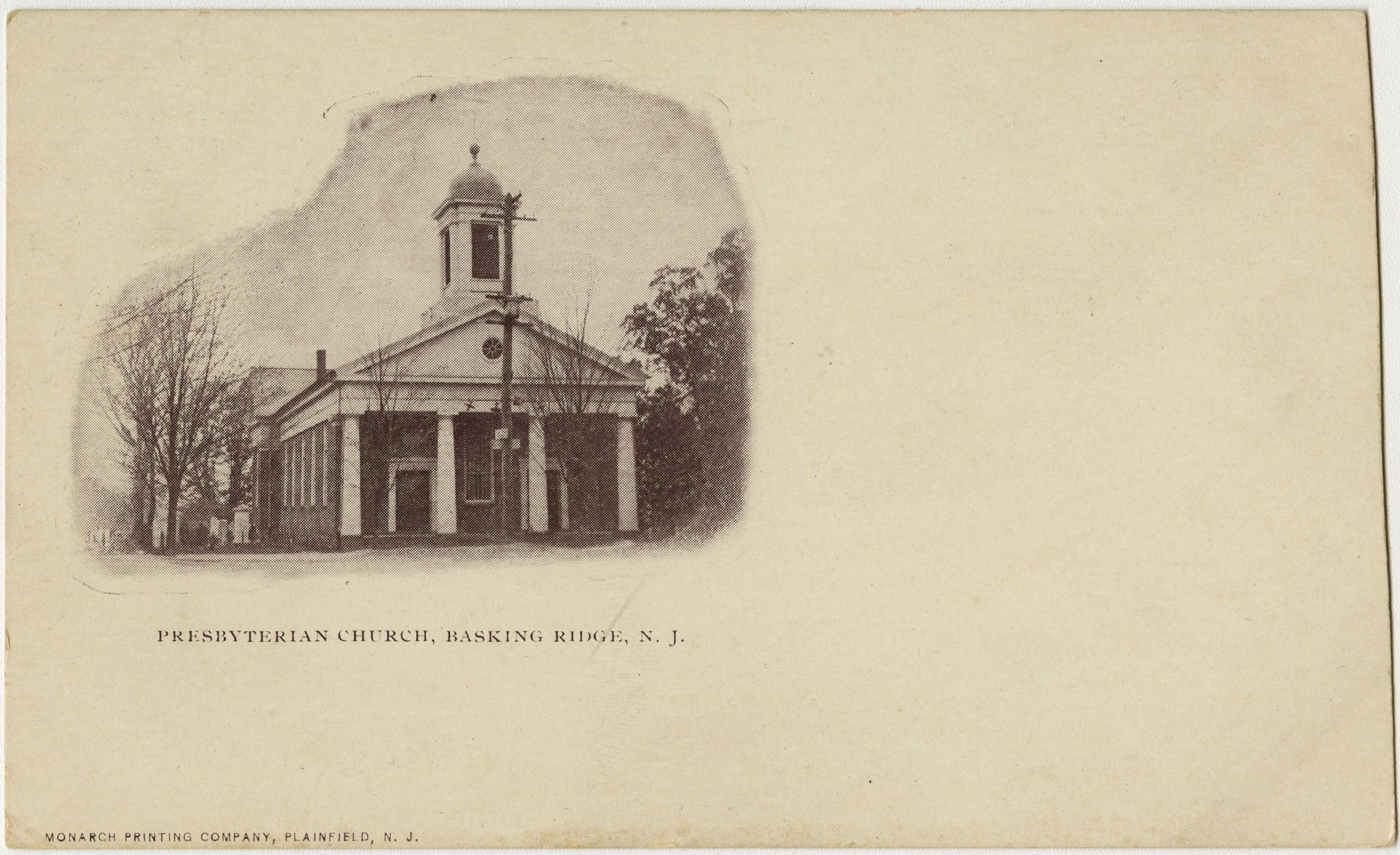 Presbyterian church in Basking Ridge, New Jersey from a pre-192…