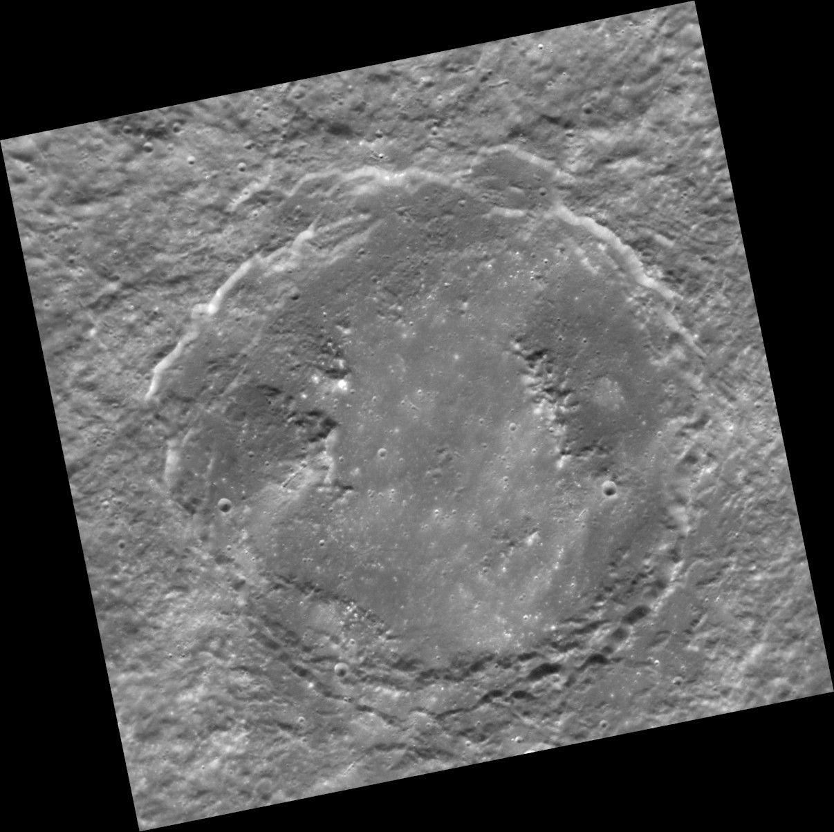 Sousa crater on Mercury. MESSENGER Wide Angle Camera. Rotated …