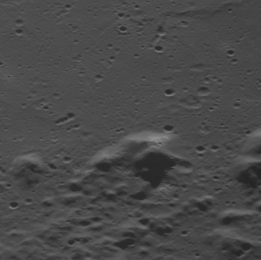 Mountain peak near center is within Sousa crater on Mercury. S…