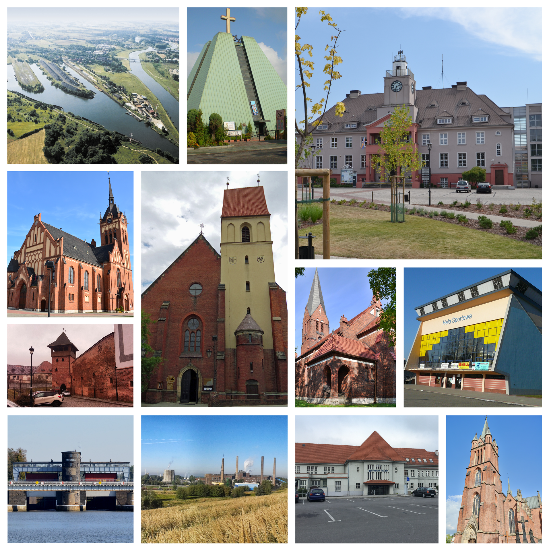 Collage of views of Kędzierzyn-Koźle, Poland.
