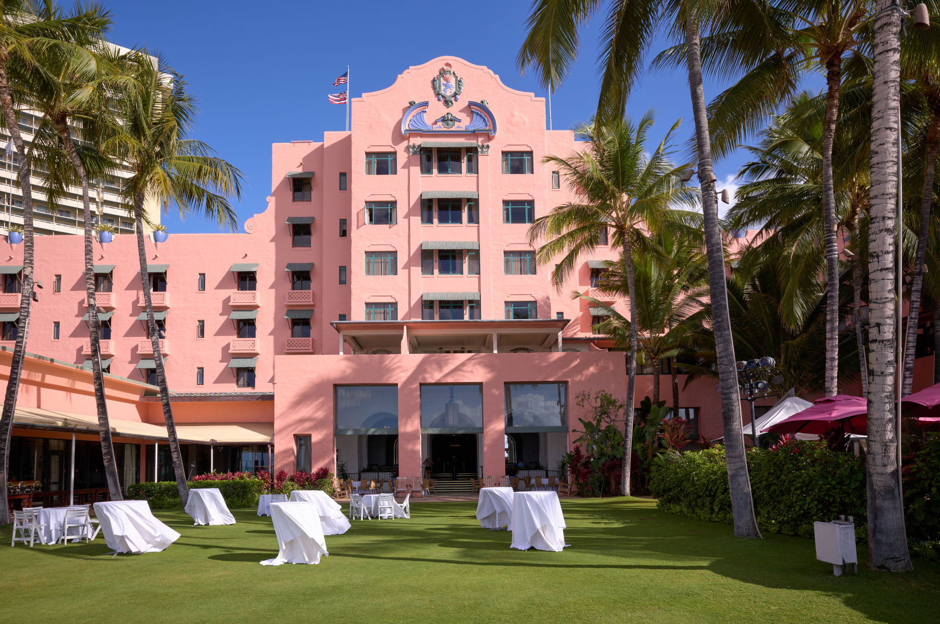 The Royal Hawaiian Resort Waikiki as seen from the beach on Mar…