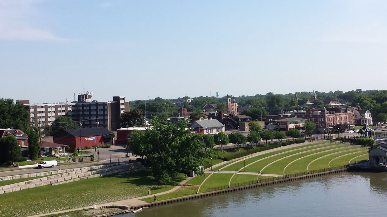 Downtown Jeffersonville Indiana viewed from the Big 4 Bridge