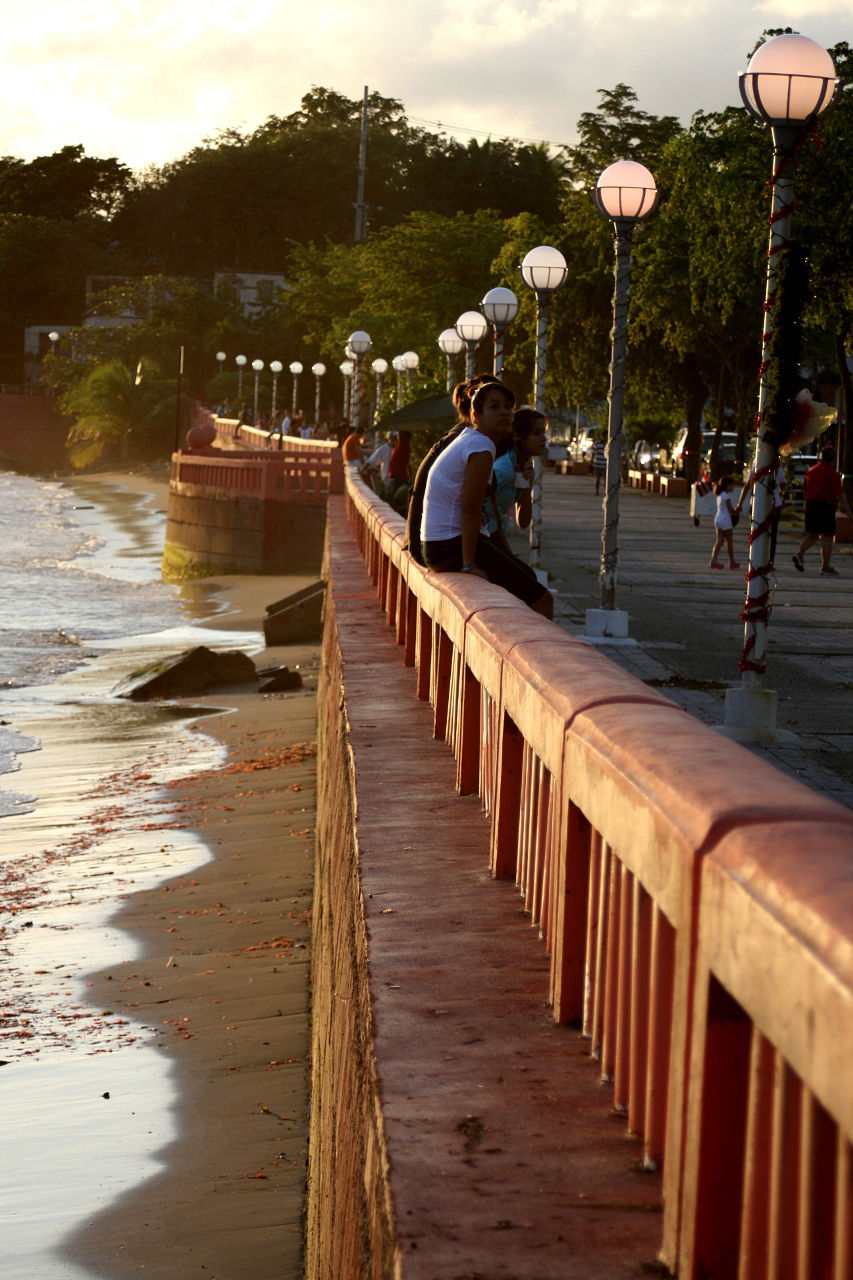 boardwalk with street lamps in Naguabo, Puerto Rico