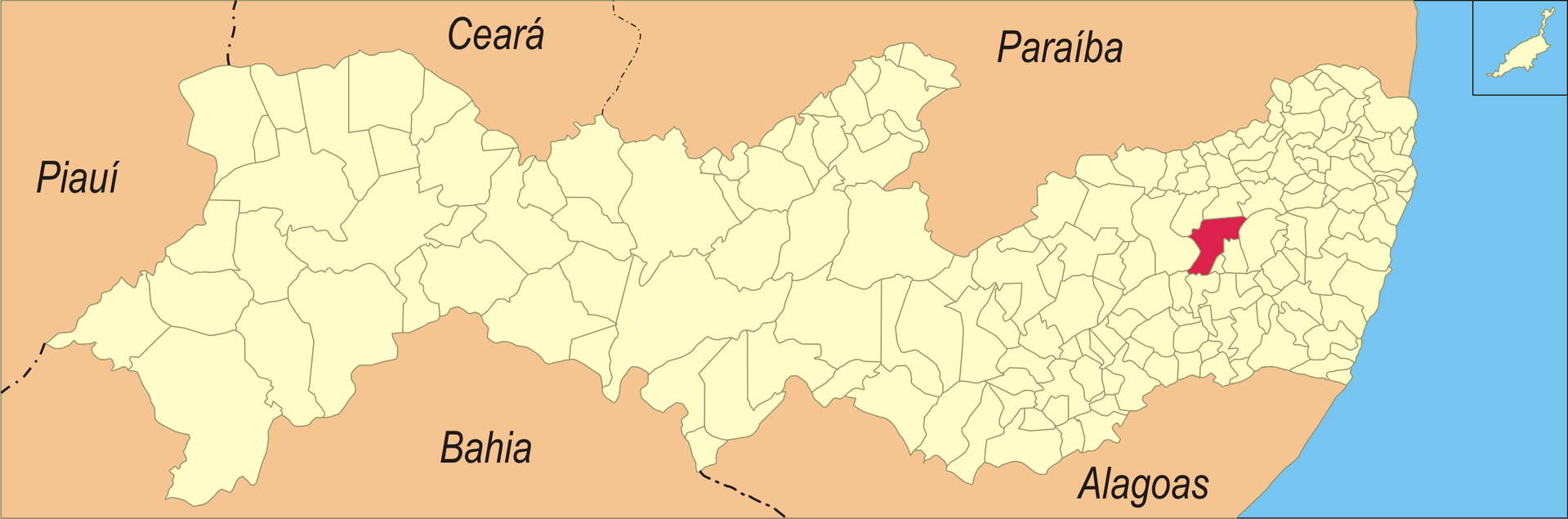 Localização da cidade em Pernambuco