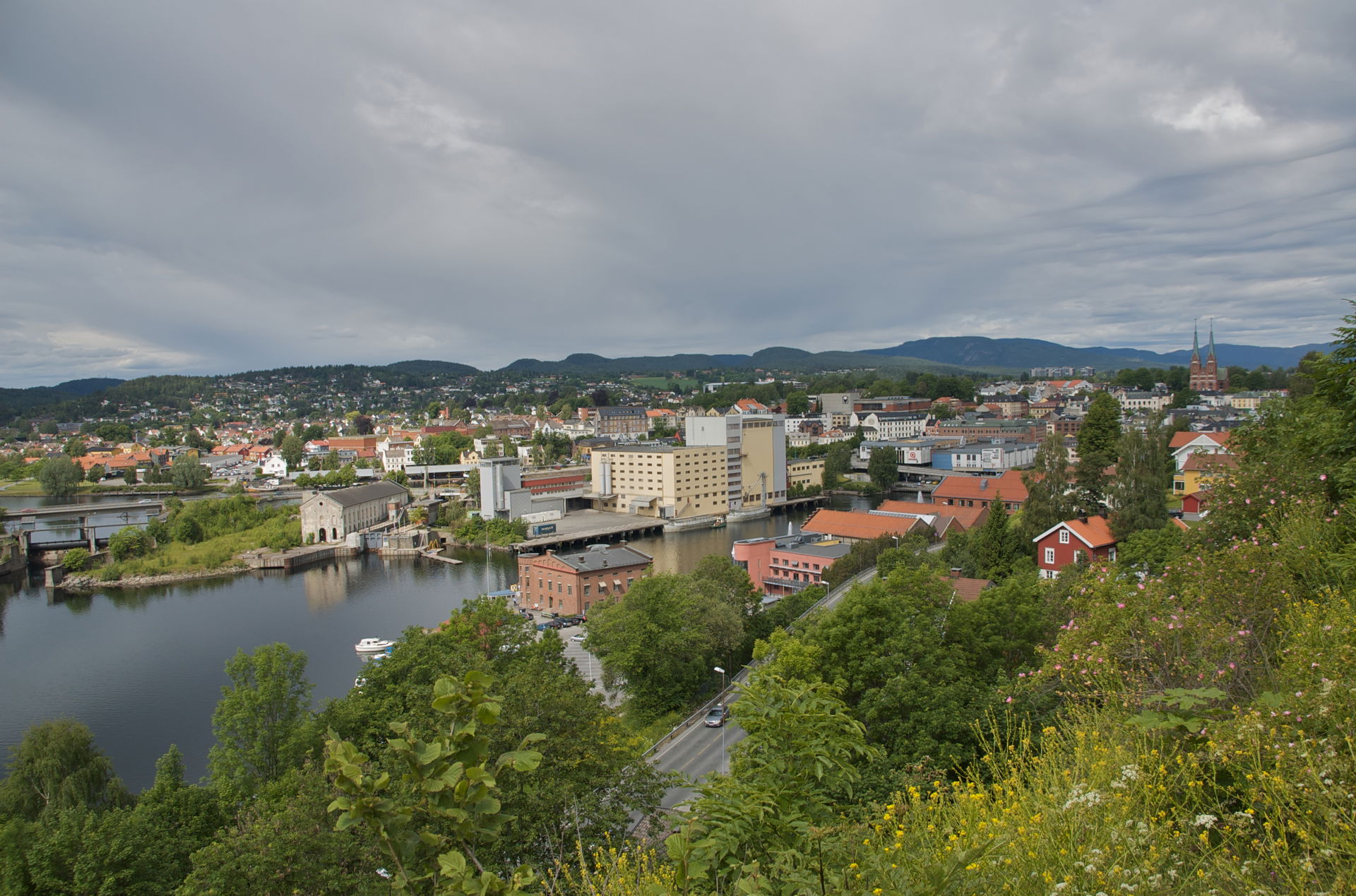 Town centre of en:Skien, Norway. Seen from east to west.