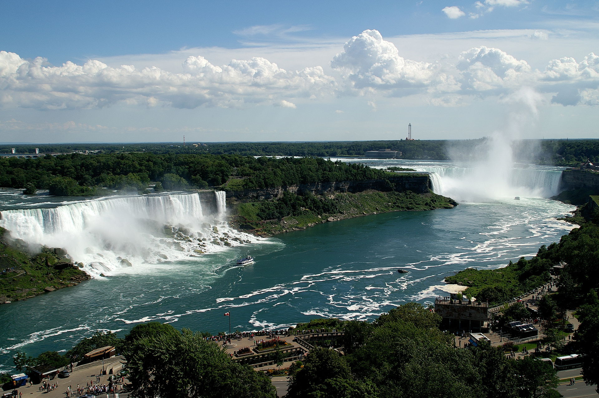 A view of the American, Bridal Veil and Horseshoe Falls from th…
