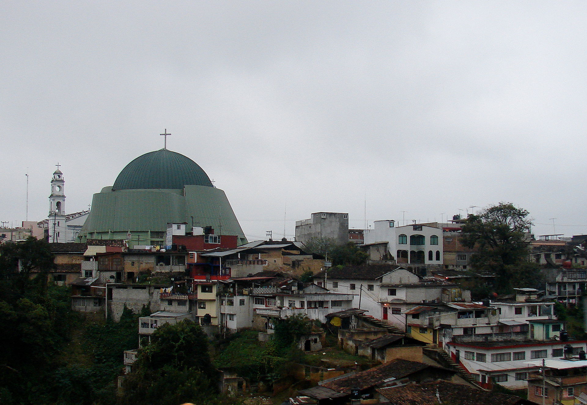 Partial view of the center of Huauchinango City, Puebla, México.