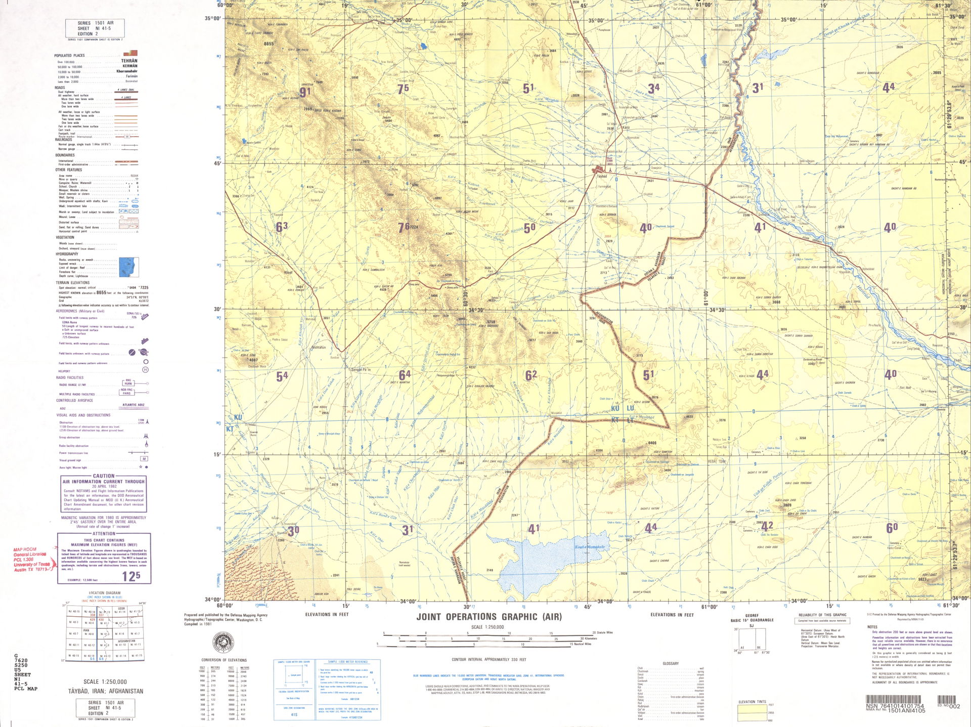 Taybad, Iran; Afghanistan map (NI 41-5)