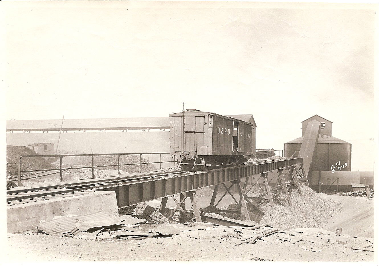 A Denver & Rio Grande boxcar on the coking bridge at the In…
