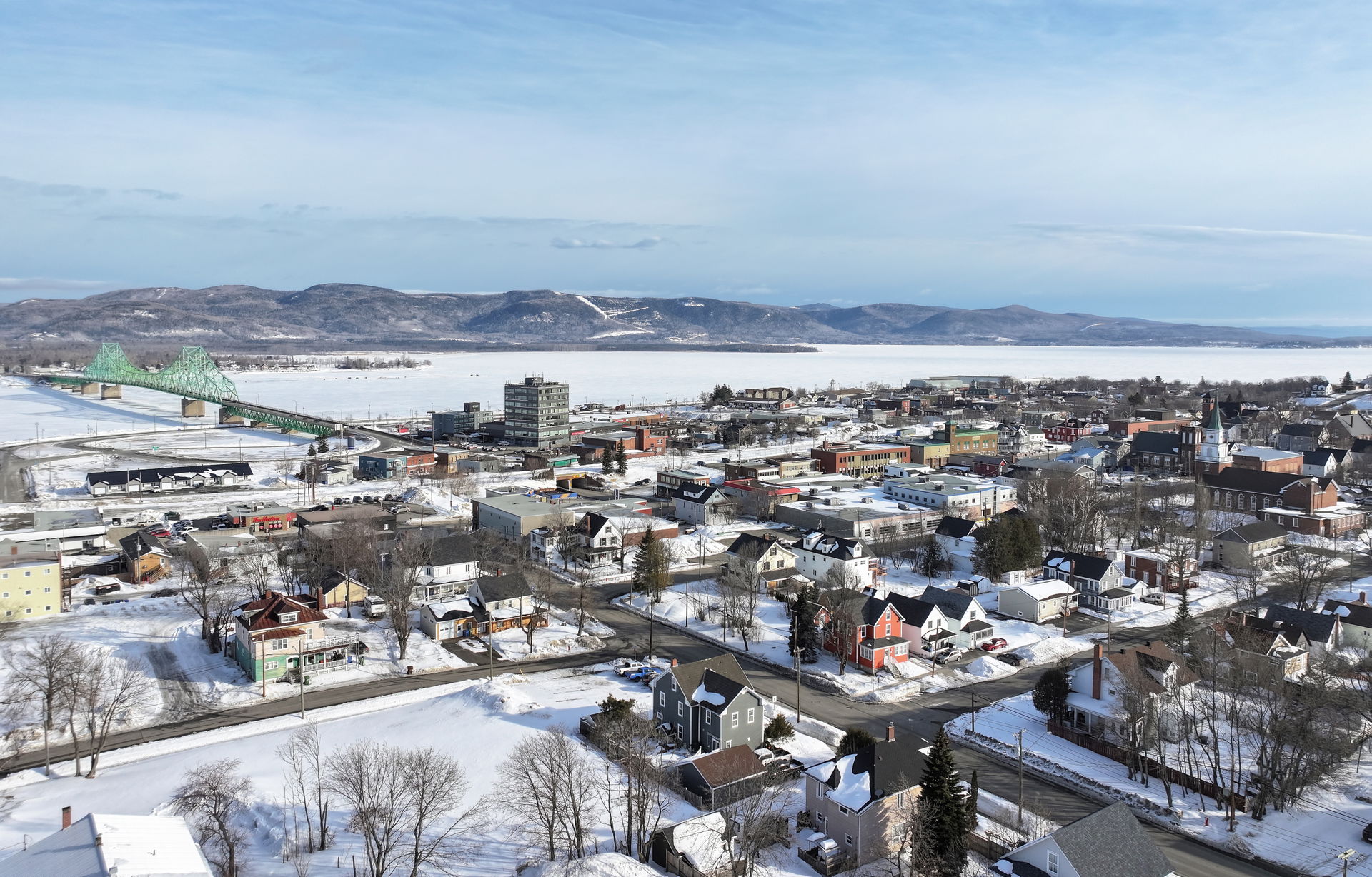 Aerial view of downtown Campbellton, NB