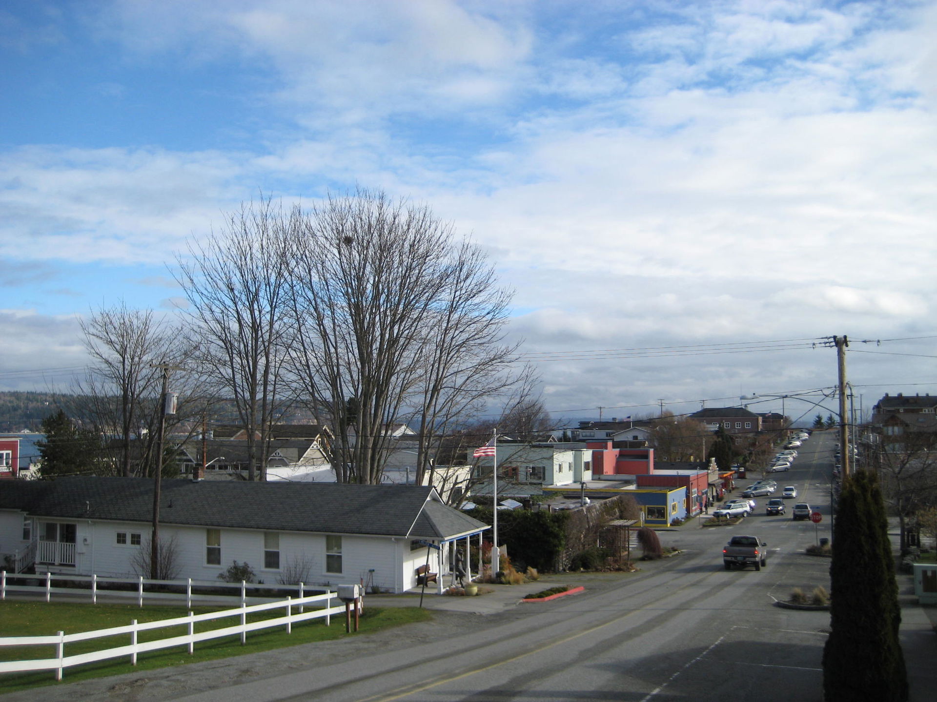 Looking west down Second St. towards downtown Langley, WA. Febr…