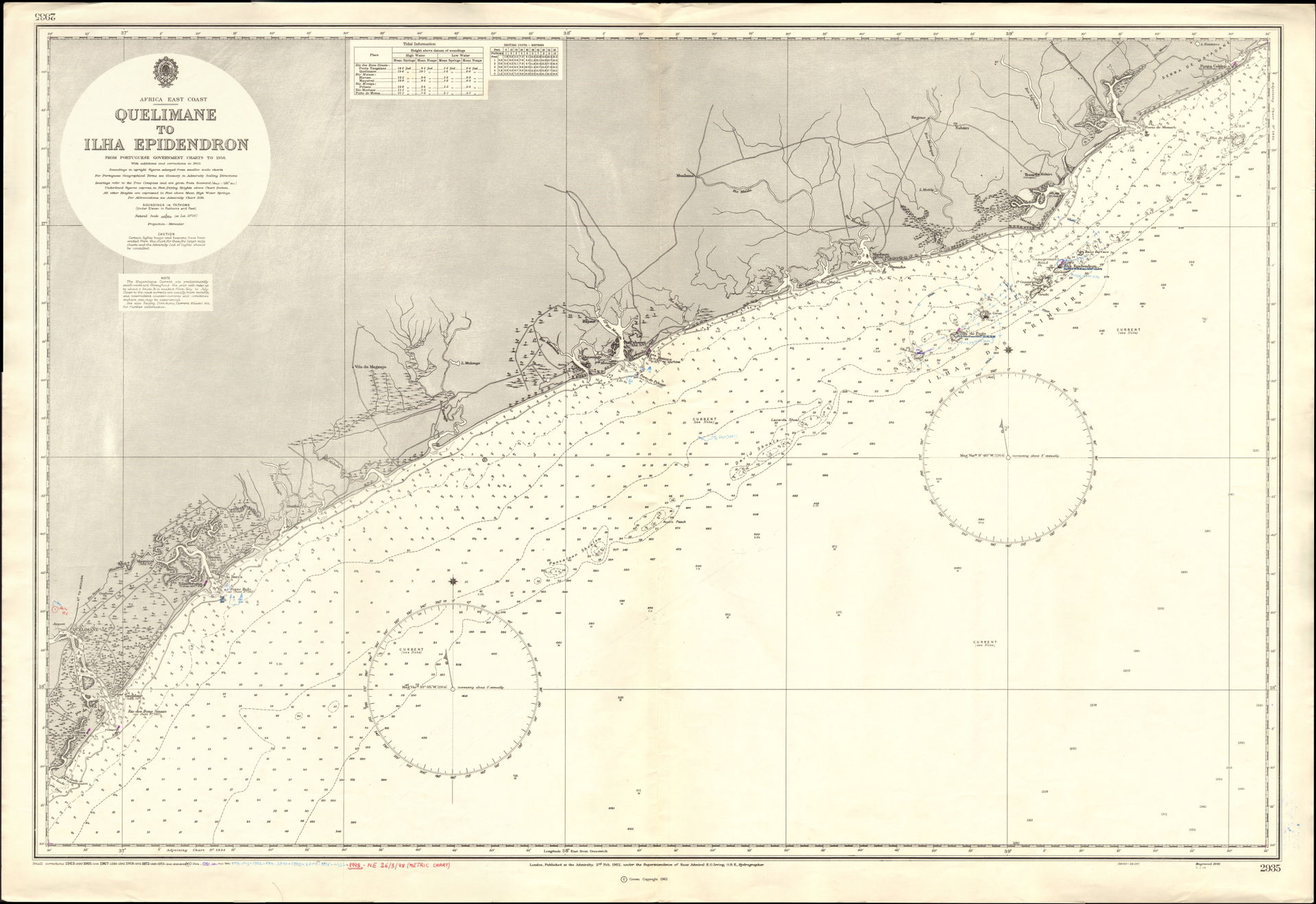 Nautical chart of Quelimane to Ilha Epidendron. Not current - n…