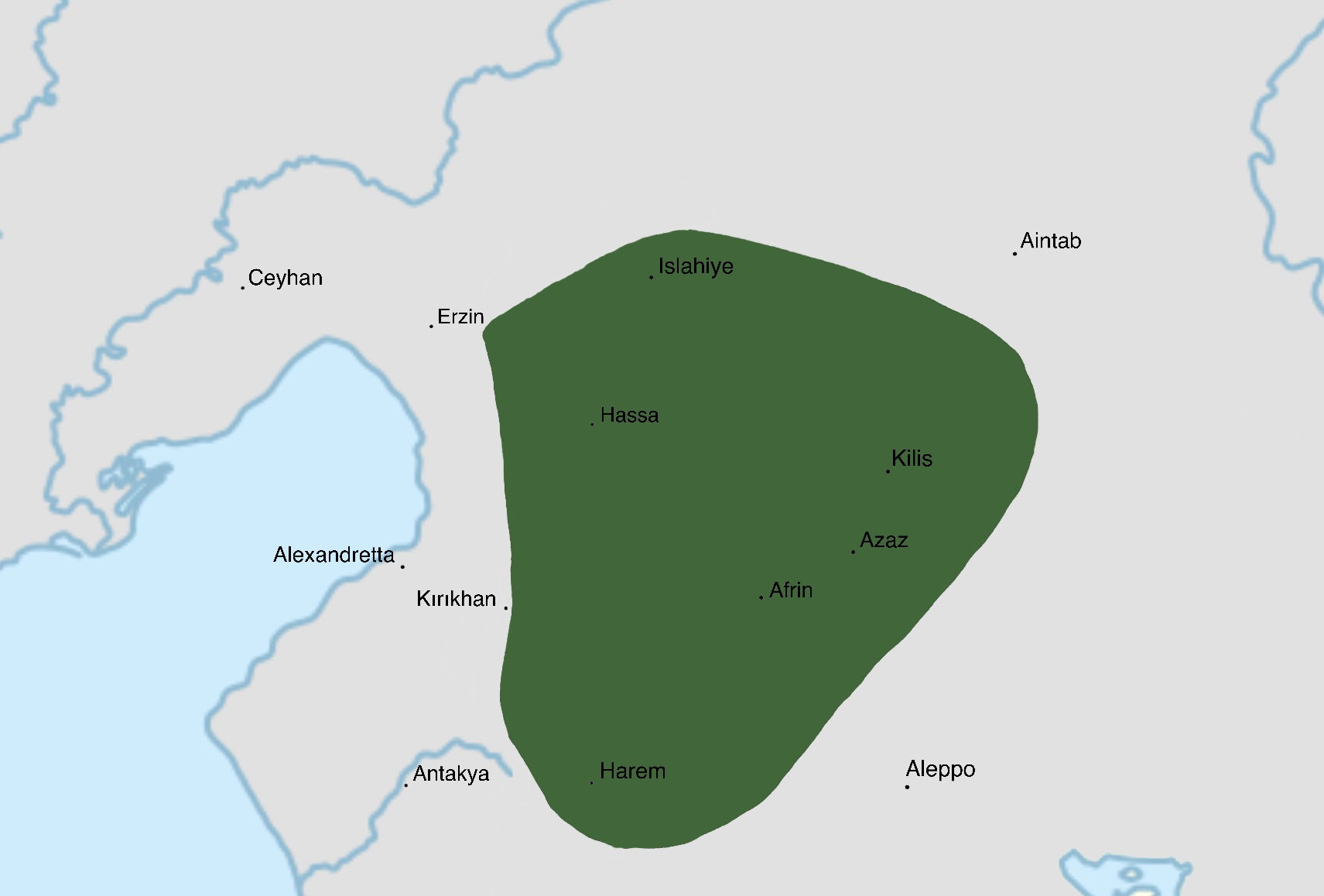 Approximate boundaries of the Emirate of Kilis