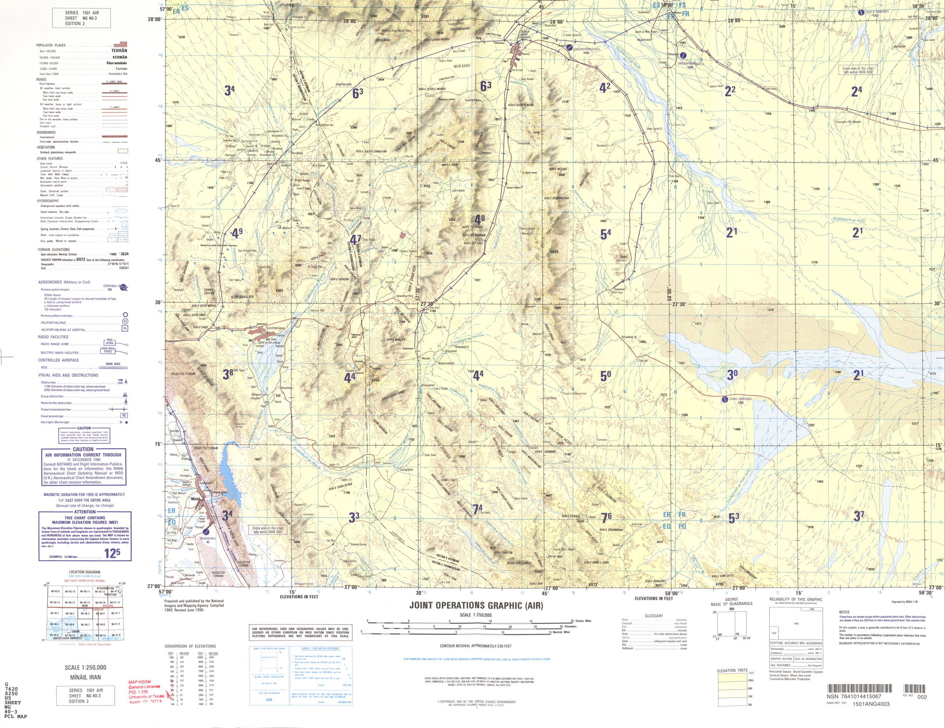 Minab, Iran map (NG 40-3)