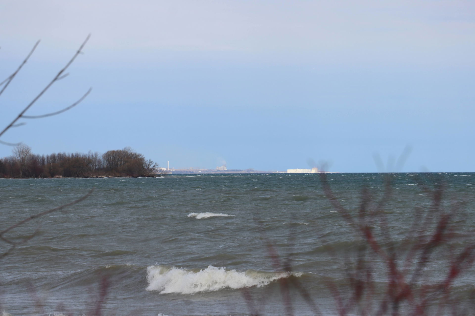 Photo taken in Ajax on shore of Lake Ontario looking east towar…