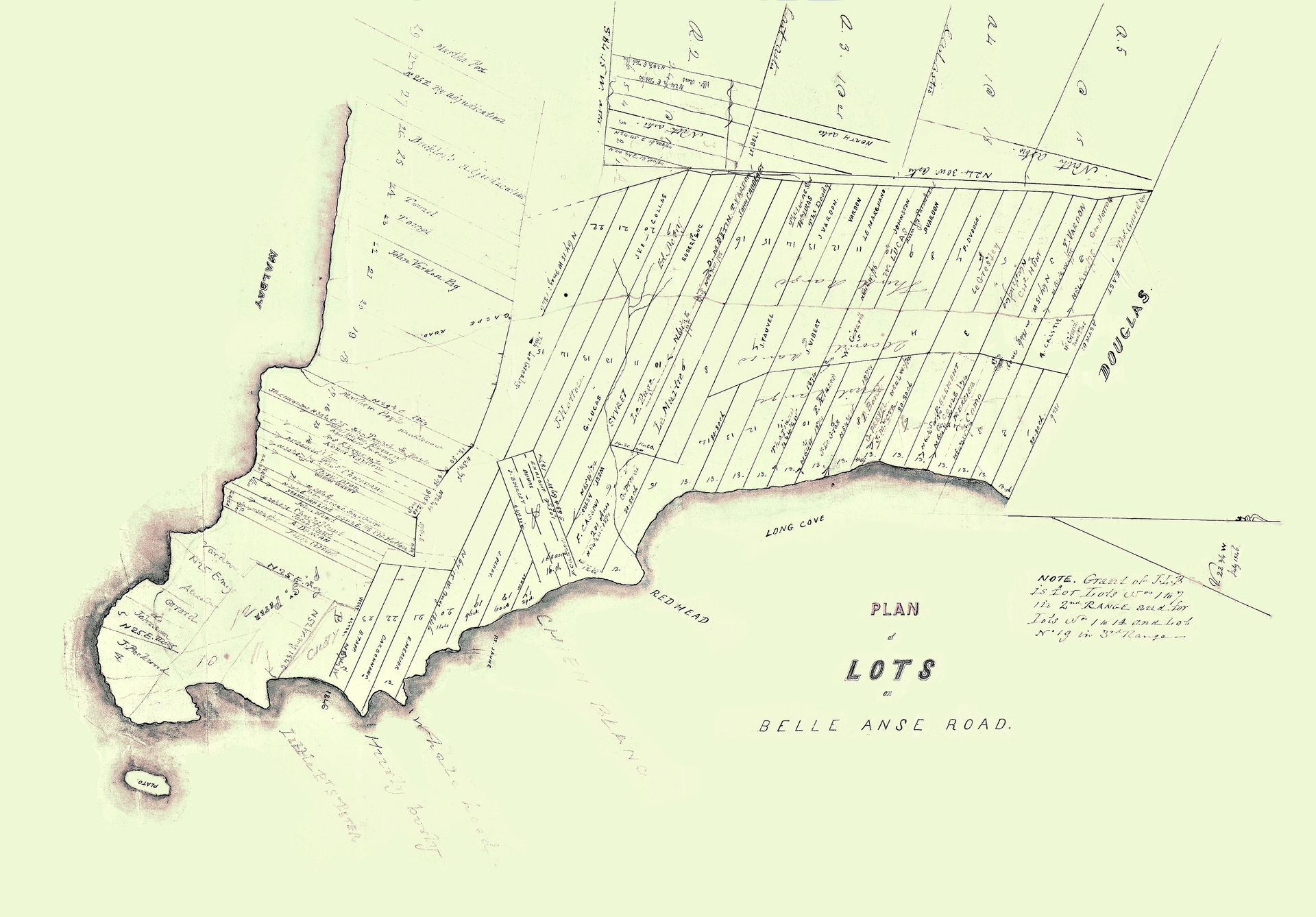 Plan of lots on Belle Anse road.
Subdivision of the lands on th…