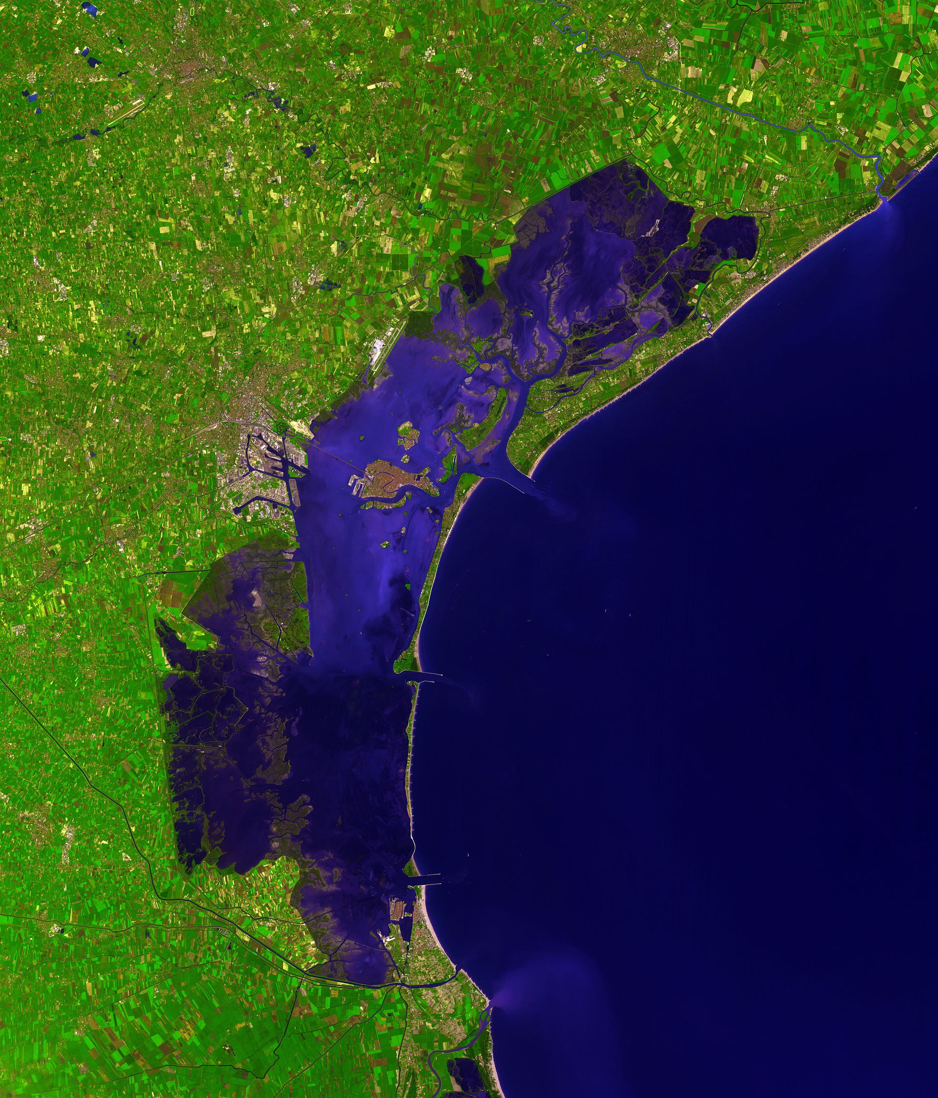 This picture of the Venetian Lagoon was taken by ASTER (Advance…
