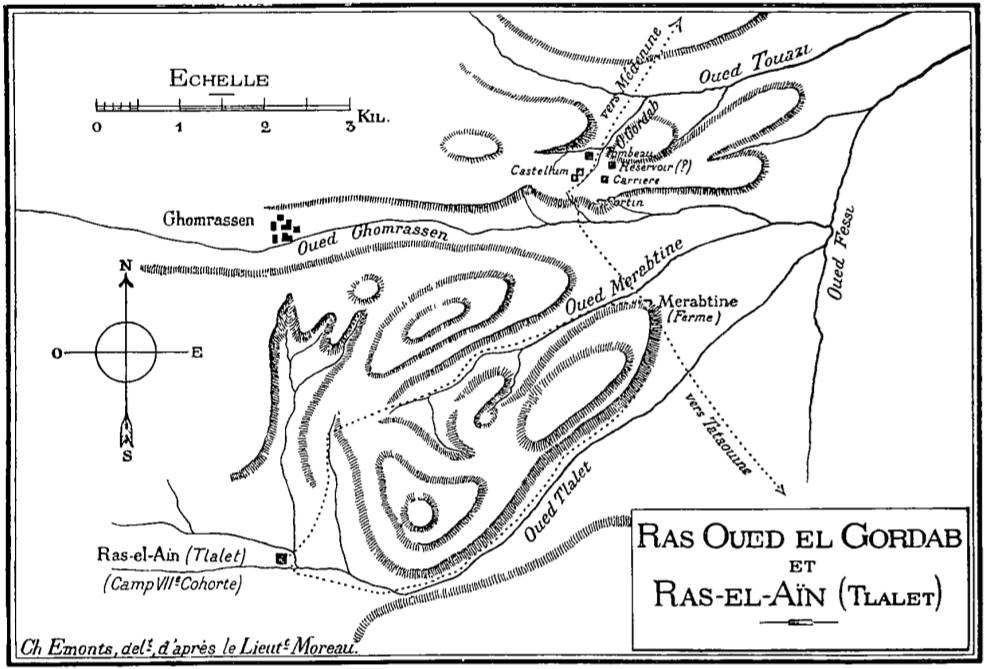 Lieutenant Moreau, carte des environs de Ras-Oued-el-Gordab et …