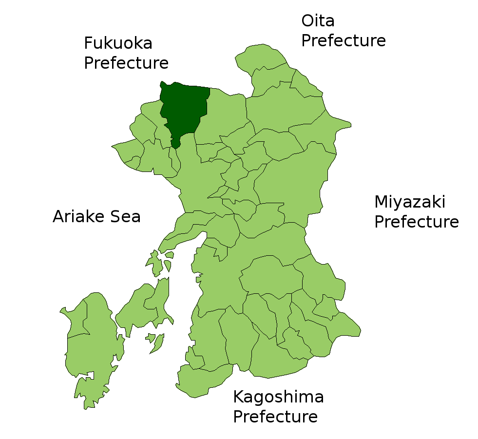 The location of Yamaga in Kumamoto Prefectuur, Japan