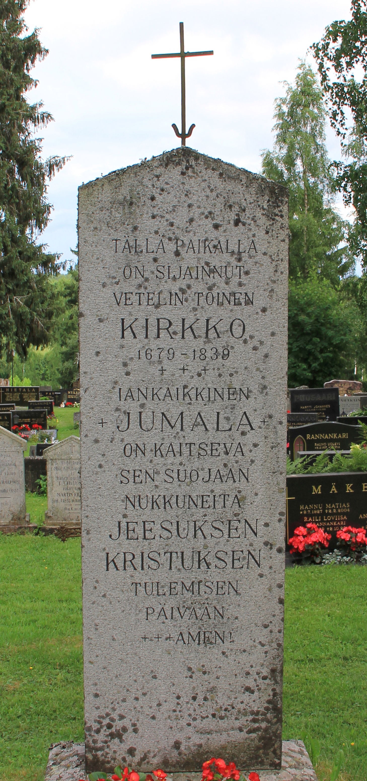 Memorial to second church of Veteli parish, Veteli graveyard, V…