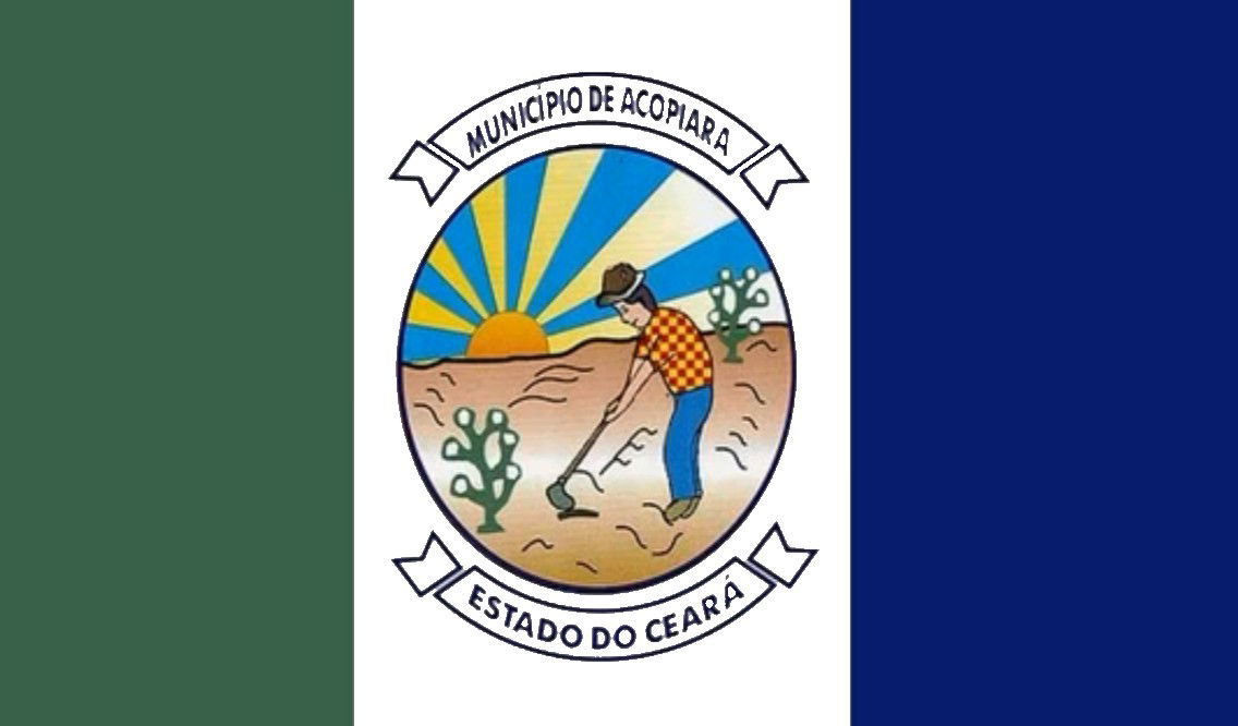 Bandeira do município de Acopiara, estado do Ceará, Brasil.
