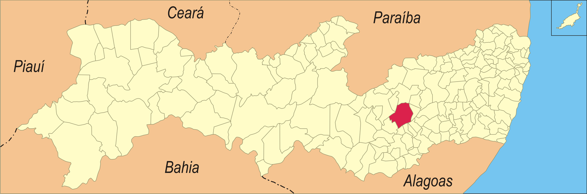 Localização da cidade em Pernambuco