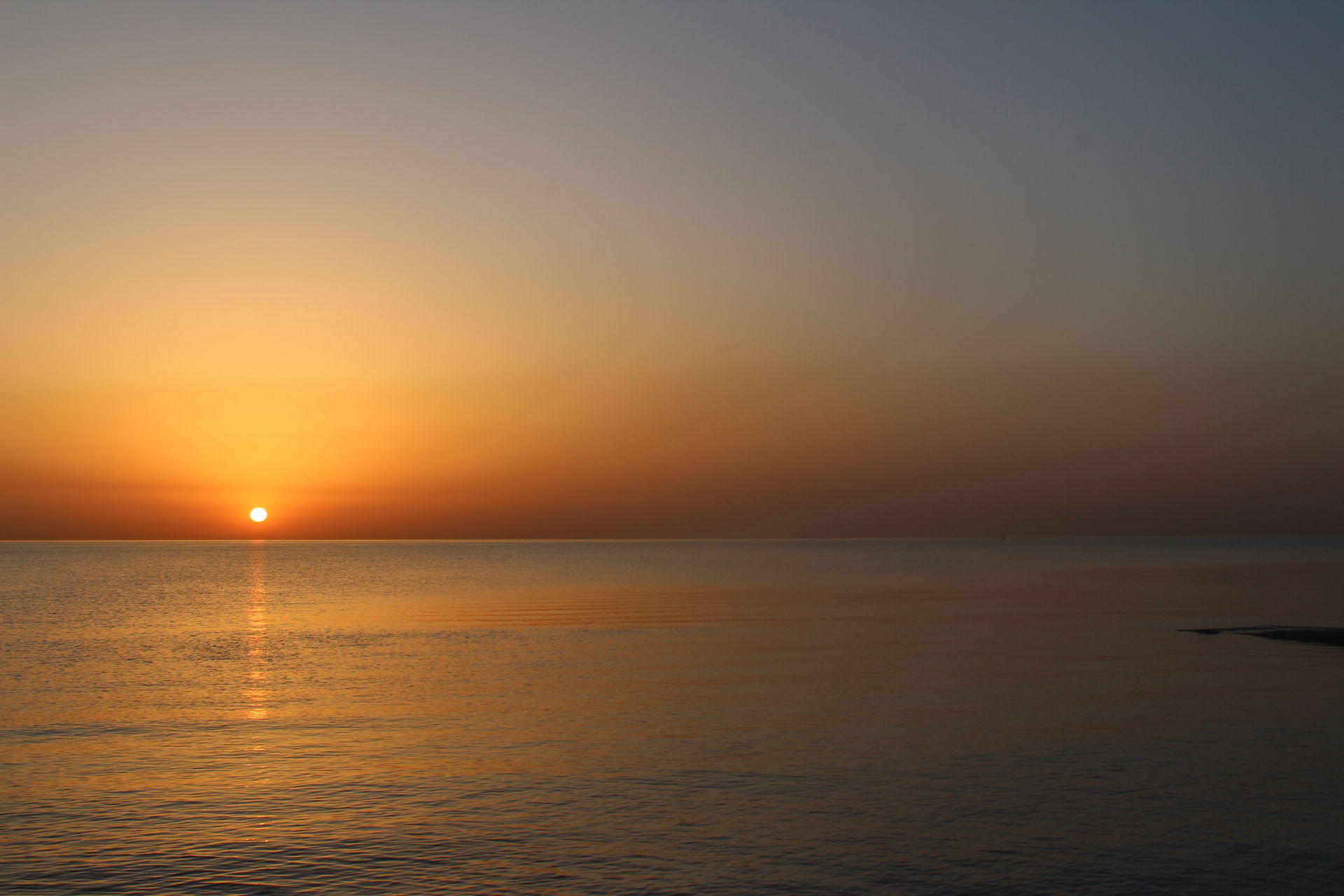Sunrise in Mahboula beach during summber