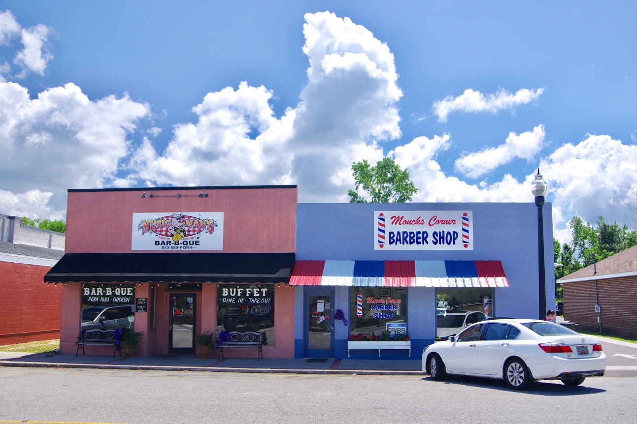 Music Man's Bar-B-Que and Moncks Corner Barber Shop in Moncks C…