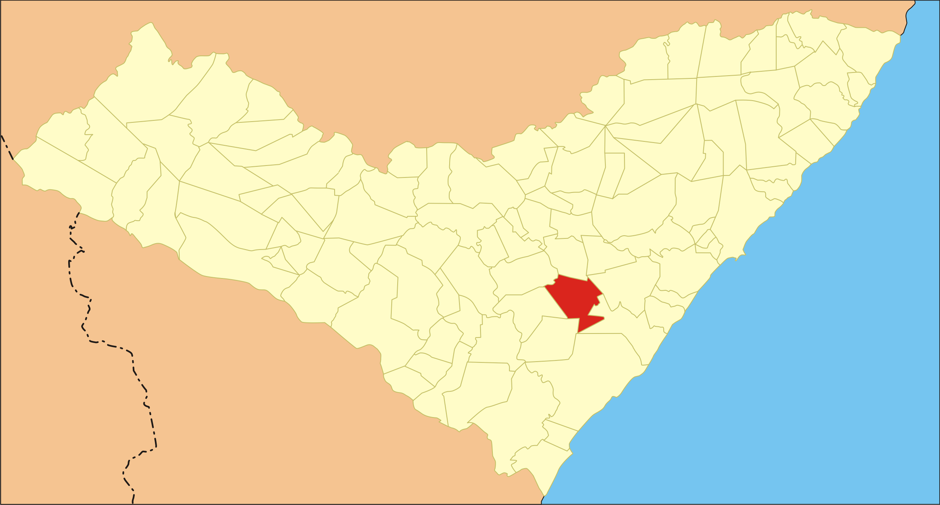 Localização da cidade em Alagoas