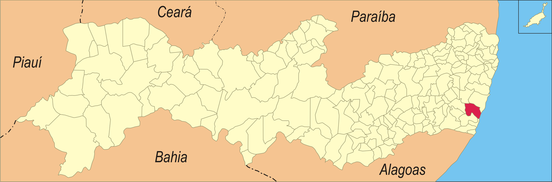 Localização da cidade em Pernambuco