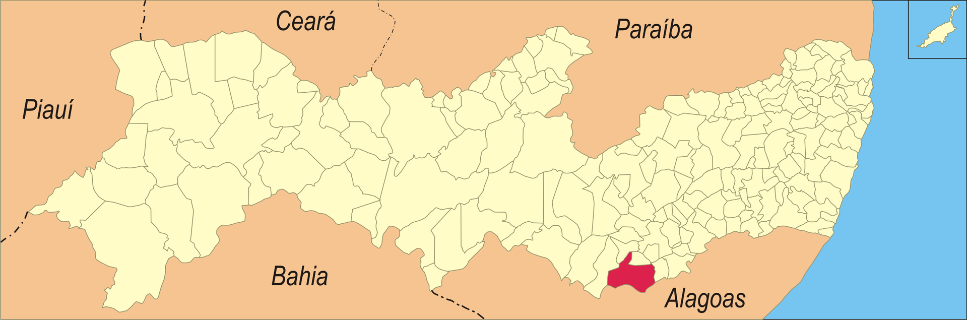 Localização da cidade em Pernambuco