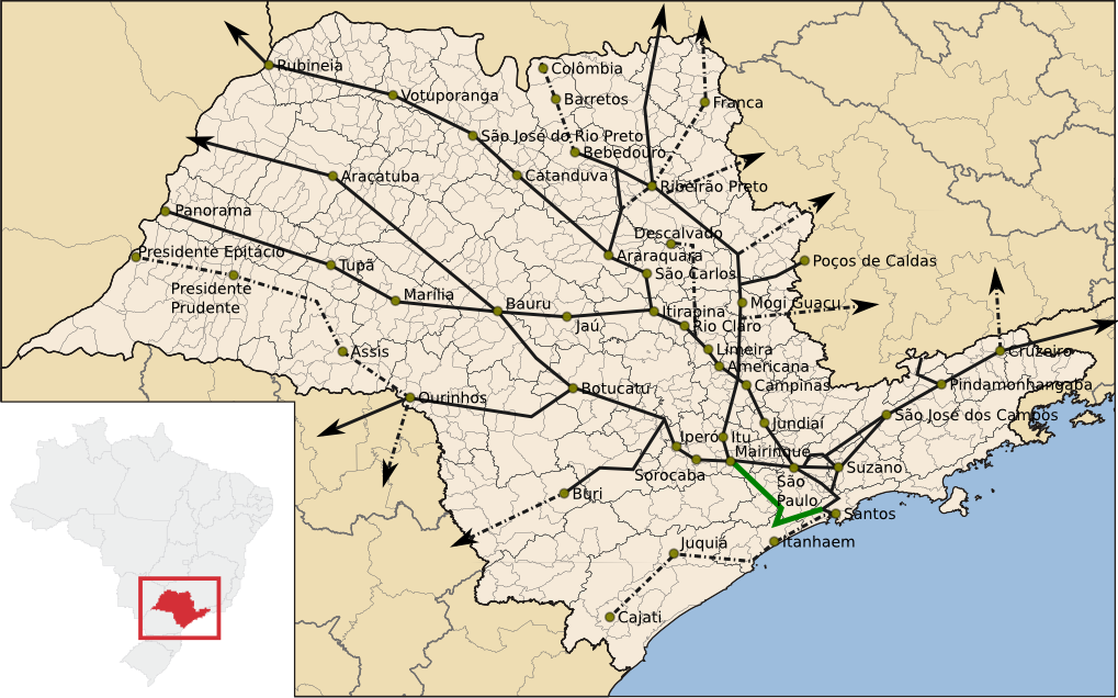 Mapa de Ferrovias do Estado de São Paulo